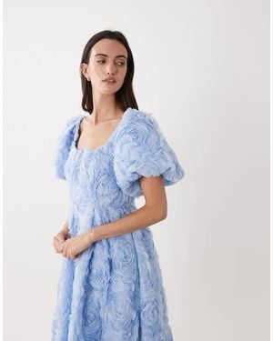 Sister Jane Dream Floral Tulle Puff Sleeve Midaxi Dress - Blue