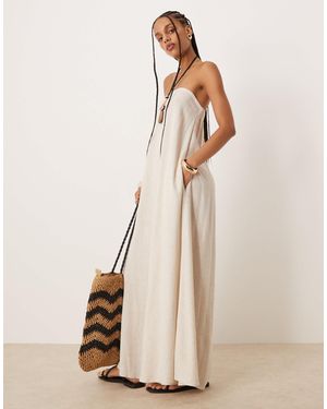 ASOS Linen Look Bandeau Maxi Dress - Natural