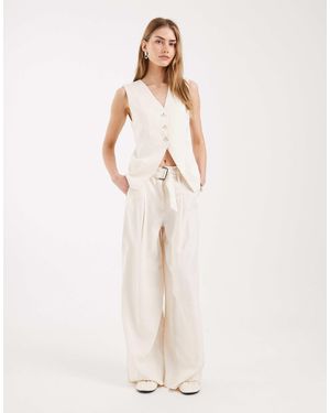 ONLY High Waist Wide Leg Tailored Pants - Natural