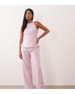 Forever New Linen Blend Tailored Wide Leg Trouser Co-ord - Pink