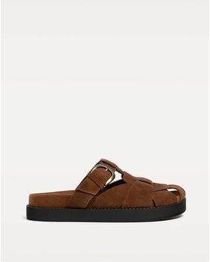 Stradivarius Leather Cage Sandals - Brown