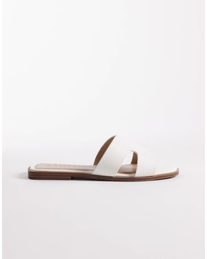 SEQWL Wide Fit Storke Flat Sandals - White