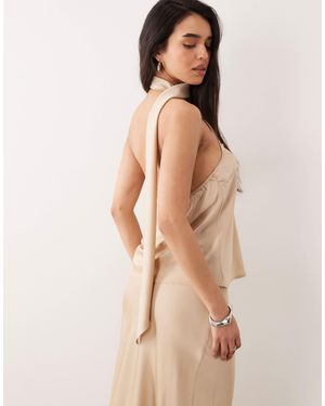 ONLY Scarf Detail One Shoulder Top - Natural