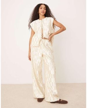 Vrg Grl Enni Plisse Wide Leg Trousers - Natural