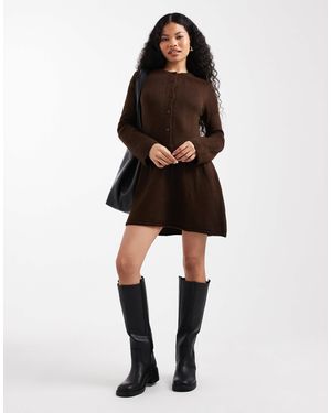 Vero Moda Soft Knitted Button Front Mini Dress - Black