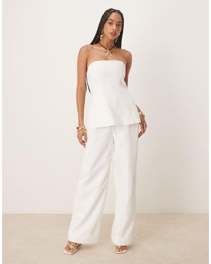 Six Stories Tailored Wide Leg Trousers - Natural