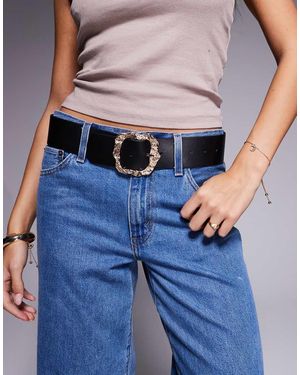ASOS Waist And Belt With Molten Gold Buckle - Blue