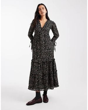 Wednesday's Girl Floral Floaty Midaxi Dress - Black