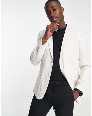 French Connection Slim Fit Linen Suit Jacket - White
