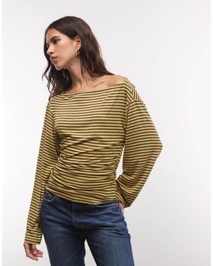 Monki Off-shoulder Long Sleeve Top - Blue