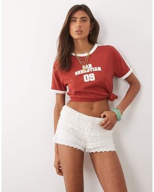 Mango Teen 100% Cotton Lace Mini Short - Red
