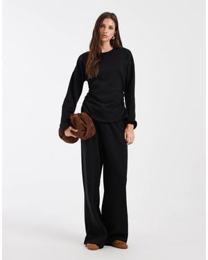 Vero Moda Tie Waist Wide Leg Joggers Co-Ord - Black