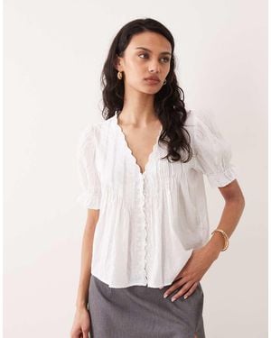Abercrombie & Fitch Short Sleeve Boho Blouse - White