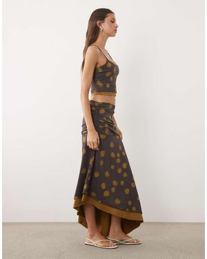 ASOS Gonna Midi Asimmetrica Marrone A Pois - Neutro
