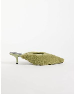 ASOS Surprise Pointed Kitten Heeled Mules - Green