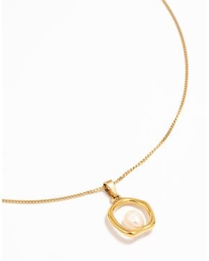 Lovisa Collier en acier inoxydable plaqué avec pendentif anneau effet fondu et perle d'eau douce - dé - Métallisé
