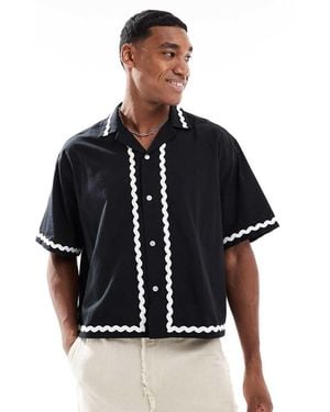 ASOS Camicia Squadrata Oversize Nera Con Fettucce - Nero
