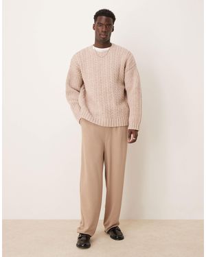 ASOS Super baggy Crepe Pants - Natural