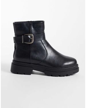 SEQWL Perth Chunky Buckle Detail Boots - Black