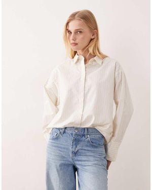 JJXX Poplin Shirt With Lilac Stripe - White