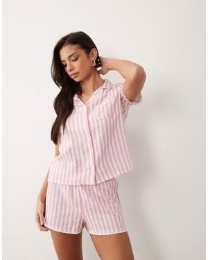 Boux Avenue Cotton Woven Short Pj Set - Pink