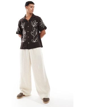 River Island Short Sleeve Shirt With Embroidery - White