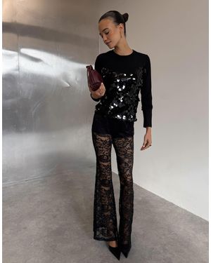 Never Fully Dressed Hose mit integrierten shorts und ausgestelltem bein - Grau