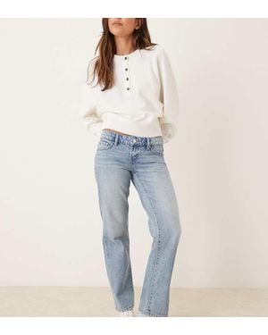 Gina Tricot Low Waist Straight Leg Jeans - Blue