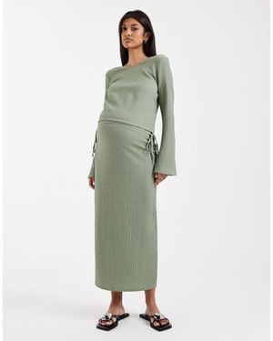 Mama.licious Mamalicious Maternity Textured Jersey Tie Waist Midi Skirt Co-Ord - Green