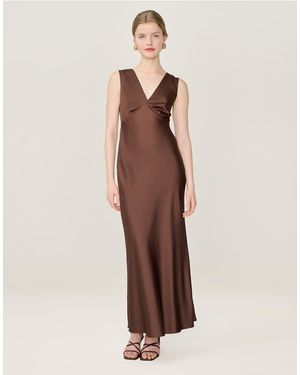 OMNES Dresses Nova Satin Midi Dress With Open Back - Natural