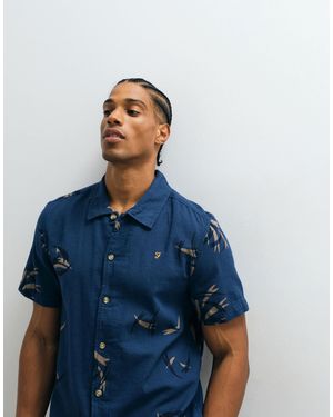 Farah Ernest Short Sleeve Arrow Print Logo Shirt - Blue