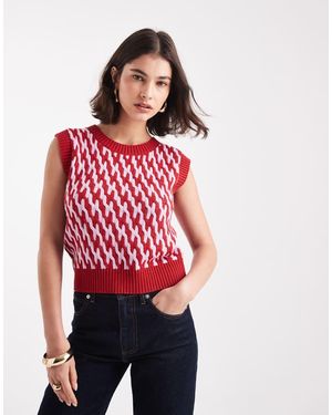 French Connection Klara Contrast Knitted Vest - Red
