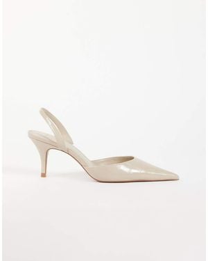 Mango Heeled Pointed Slingback - Natural