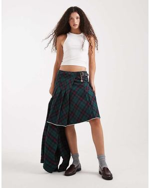 Tommy Hilfiger Tommy Girl Tartan Midi Skirt With Buckle Detail - Blue