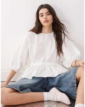Collusion Top Stile Grembiule Con Coulisse Sui Lati - Bianco