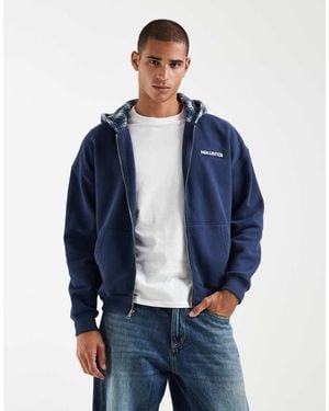 Hollister Zip Up Hoodie With Contrast Hood - Blue