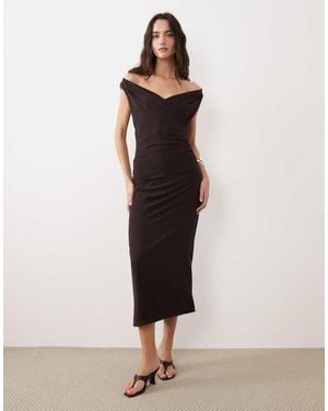 Mango Off The Shoulder Maxi Dress - Natural