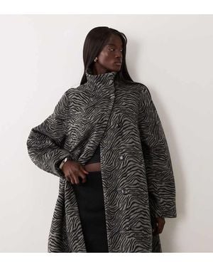 ASOS Asos Design Tall Oversized Formele Jas Met Grijze Zebraprint - Zwart