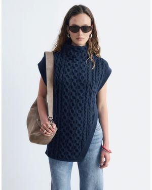 & Other Stories Grob gestrickte zopfmuster-weste mit vorderem schlitz - Blau