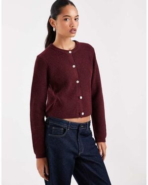Pieces Soft Knit Long Sleeve Cardigan - Red