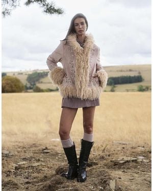 Daisy Street Penny Lane Boho Coat - Pink