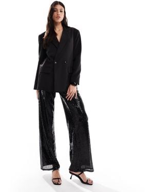 ONLY High Waist Pull On Sequin Pants - Black