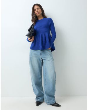 ASOS Langärmliger pullover mit schößchen - Blau