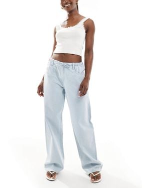 Bershka Tie Front Wide Leg Jeans - Blue