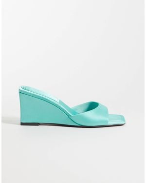 ASOS Hola mules à talon compensé moyen en satin turquoise - Vert