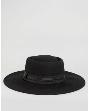 ASOS Extra Wide Brim Fedora Hat With Band - Black