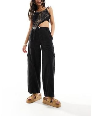 New Look Denim Poplin Cargo Trouser - Black