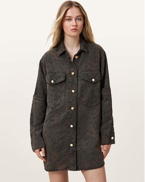 AllSaints Faye - robe surchemise - léopard styx - Noir