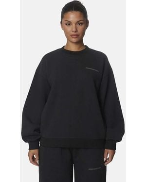 Good For Nothing Oversized Cotton Fleece Crewneck Sweatshirt - Black