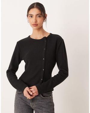 ASOS Asymmetric Placket Button Through Super Soft Top - Black